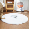 Ghouse Faux Rabbit Fur Round Rug 4ft White Round Rugs by Ghouse