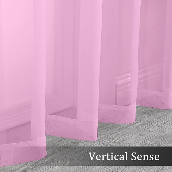 OWENIE Pink Sheer Curtains 90 Inch Length, Elegant Soft Sheer Curtains - Image 5