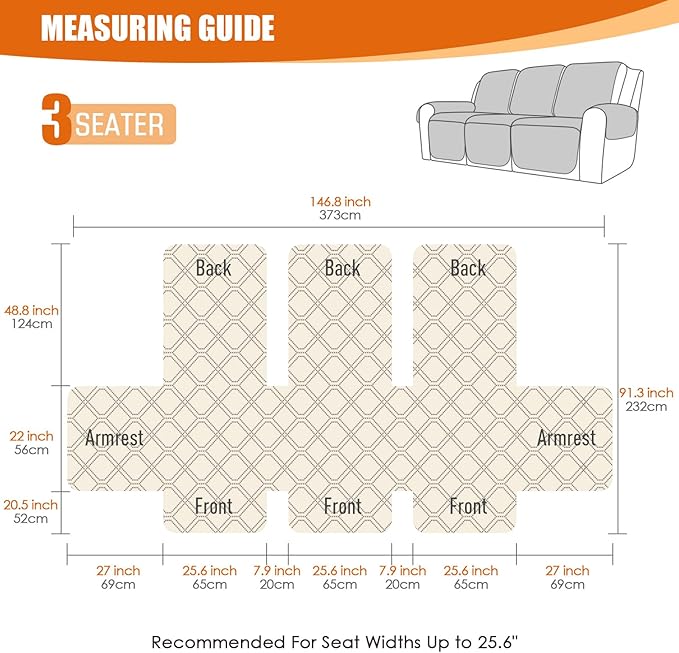VANSOFY Waterproof Recliner Couch Covers, Sofa Covers Non-Slip 1-Piece Washable - Image 2