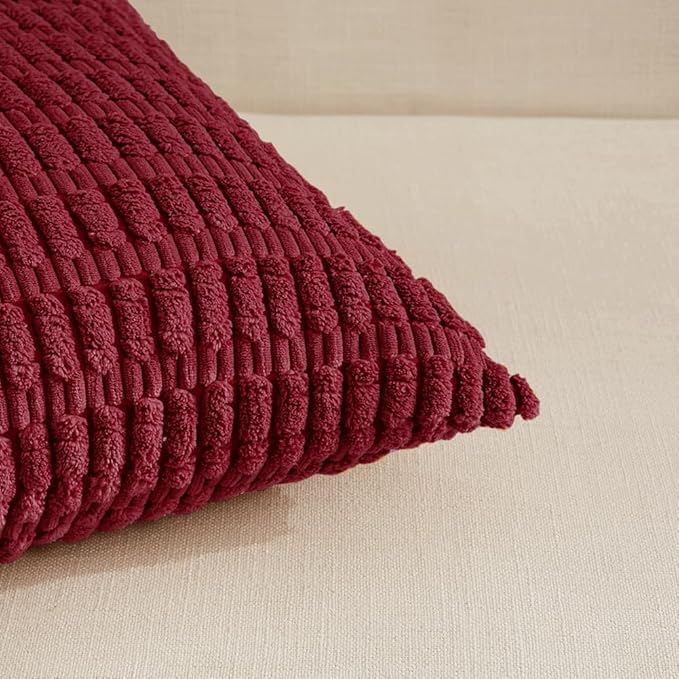 Fancy Homi 4 Packs Burgundy Decorative Throw Pillow Covers 22x22 Inch - Image 4