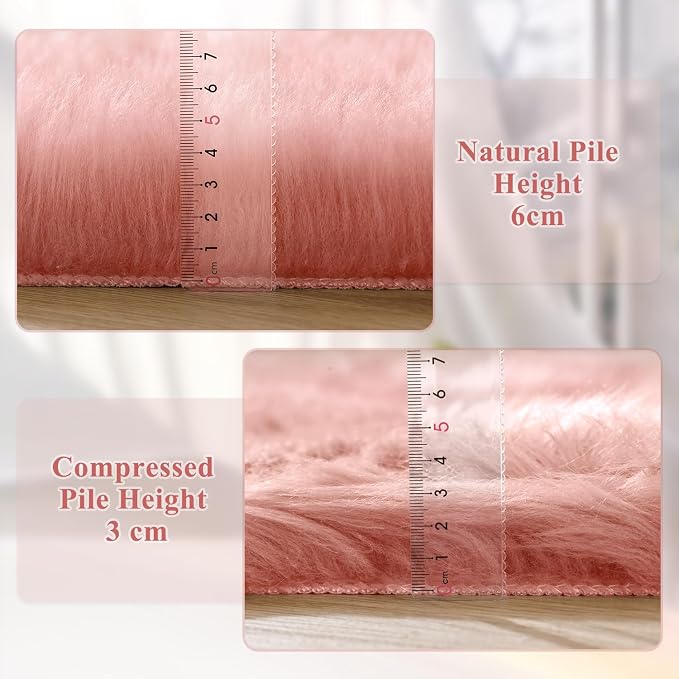 ORINOVA Pink Washable Fluffy Round Rugs - Image 4