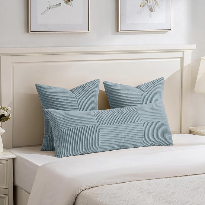 Fancy Homi Set of 2 Light Blue Decorative Throw Pillow Covers 22x22 Inch - Image 5