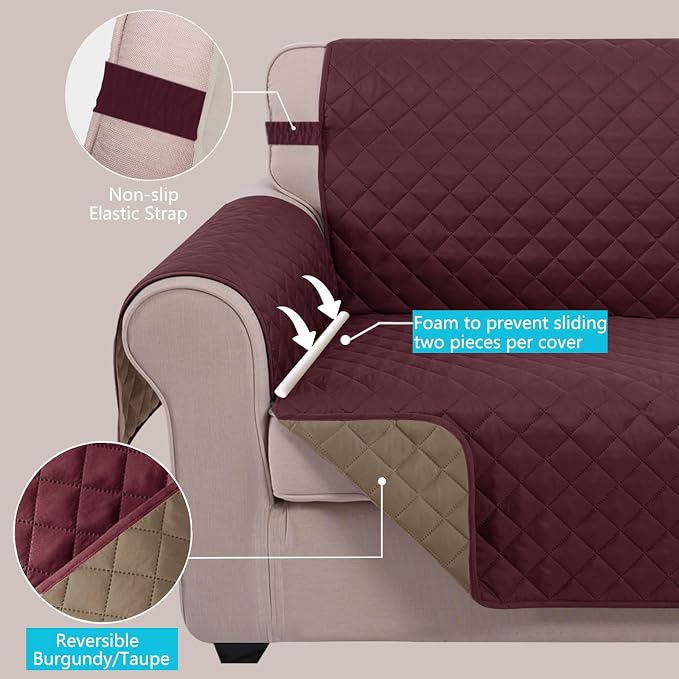 U-NICE HOME Loveseat Sofa Cover Reversible Couch Covers - Image 3
