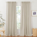 RYB HOME Semi Sheer Curtains for Sliding Glass Door, Linen Texture Farmhouse by RYBHOME