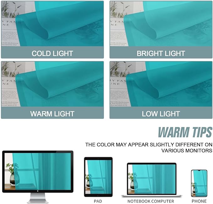 Valances for Windows 14 inch Length 2 Panels, Small Voile Sheer Curtains for - Image 7
