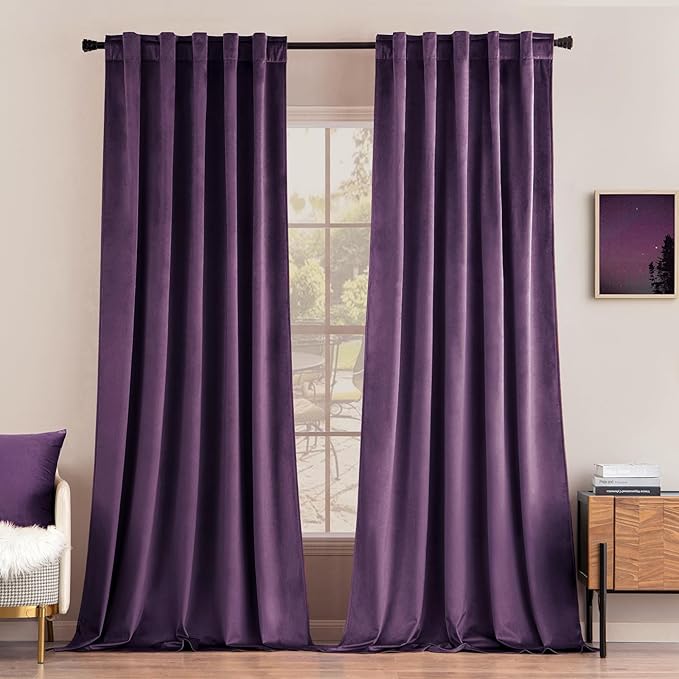 MIULEE Purple Velvet Curtains 84 inches by MIULEE