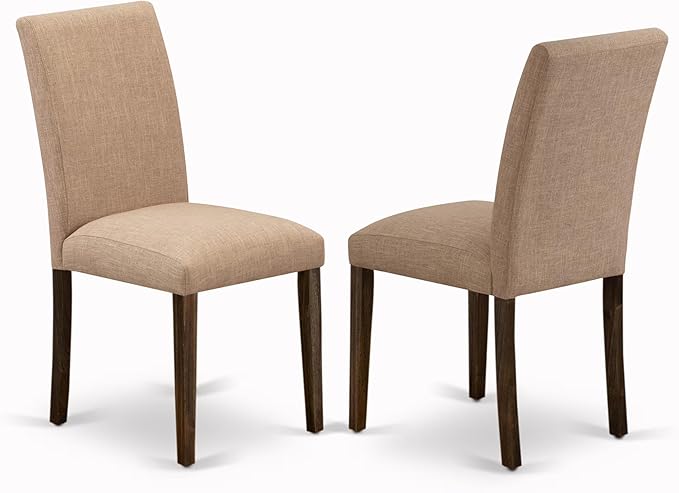 East West Furniture V727AB747-7 7 Piece Modern Dining Table Set Consist of a Rectangle Wooden Table with V-Legs and 6 Light Sable Linen Fabric Parson Dining Chairs, 40x72 Inch, Multi-Color