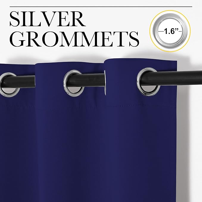 NICETOWN Navy Blue Blackout Curtains 120 inches Length - Image 2