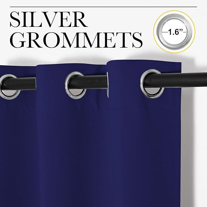 NICETOWN Navy Blue Blackout Curtains 102 inches Length - Image 2