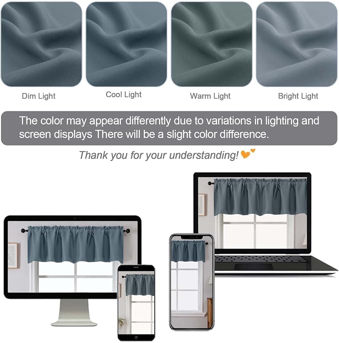 Chyhomenyc Blackout Valances for Windows, Short Window Valance Curtains for - Image 5