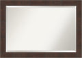 Amanti Art Brown Bathroom Mirror for Over Sink, 29x41 Wildwood Brown Rectangle Vanity Mirror, Large Rustic Farmhouse Frame, Hangs Horizonally and Vertically, Bathroom Wall Decor, Beveled Edge