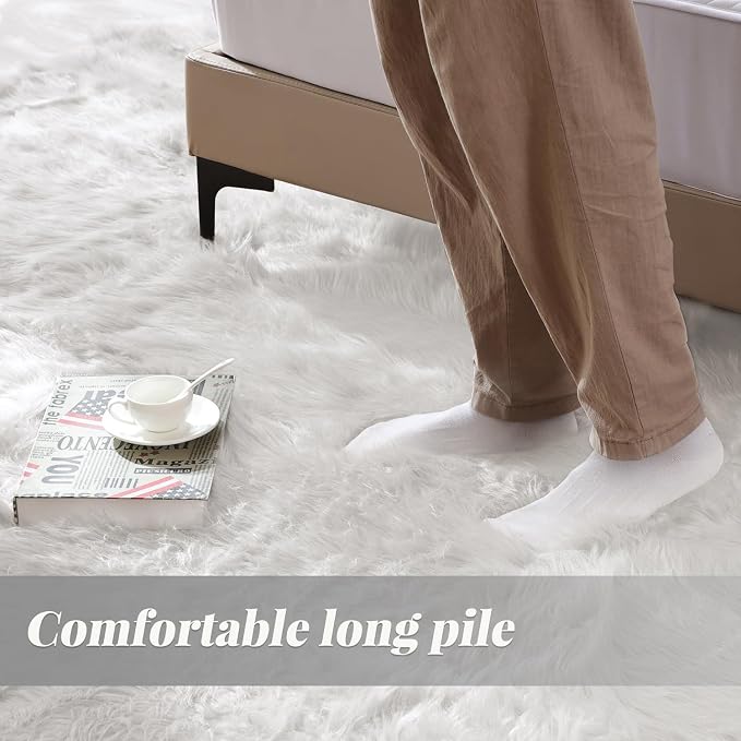 ORINOVA White Shag Washable Area Rugs - Image 4