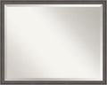 Amanti Art Silver Bathroom Mirror for Over Sink, 24x30 Florence Pewter Rectangle Vanity Mirror, Large Casual Frame, Hangs Horizonally and Vertically, Bathroom Wall Decor, Beveled Edge from WI, USA