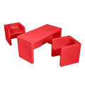 ECR4Kids Tri-Me Table and Cube Chair Set, Multipurpose Furniture, Red, 3-Piece