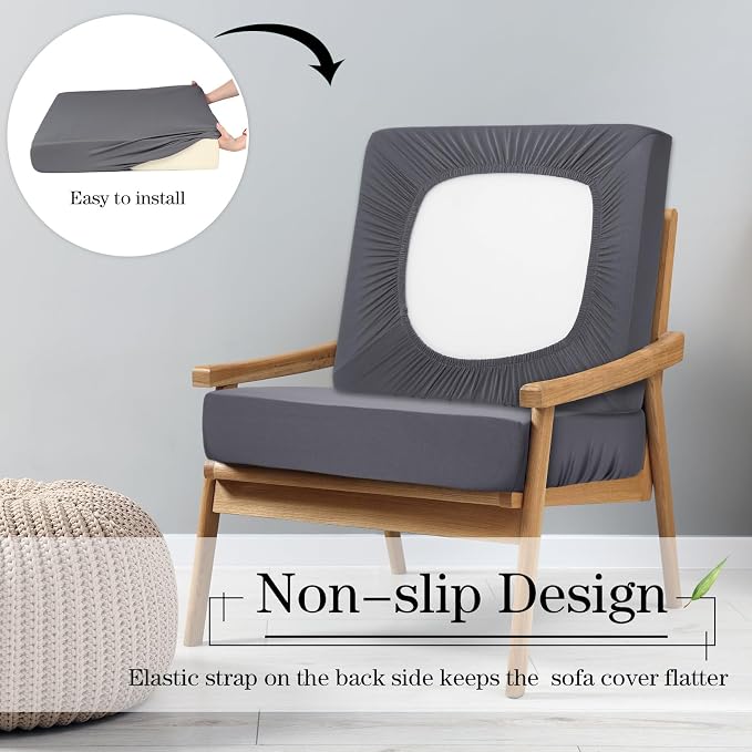 Newwiee Set of 4 Stretch Patio Cushion Covers Sofa Couch Seat Chair Slipcovers - Image 5