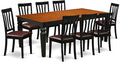 East West Furniture LGAN9-BCH-LC 9 Piece Kitchen Table & Chairs Set Includes a Rectangle Dining Room Table with Butterfly Leaf and 8 Faux Leather Upholstered Chairs, 42x84 Inch, Black & Cherry