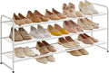 YMYNY Freestanding Shoe Racks, 3 Tiers Stackable & Adjustable Shoe Storage Shelf, Extra Large Capacity Shoe Organizer Stand for 20-24 Pairs, for Entryway, Closet, Bedroom, White, 42.9" L, UHXJ302W