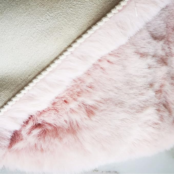 Ghouse Faux Rabbit Fur Round Rug 8ft Pink Round Rugs - Image 7