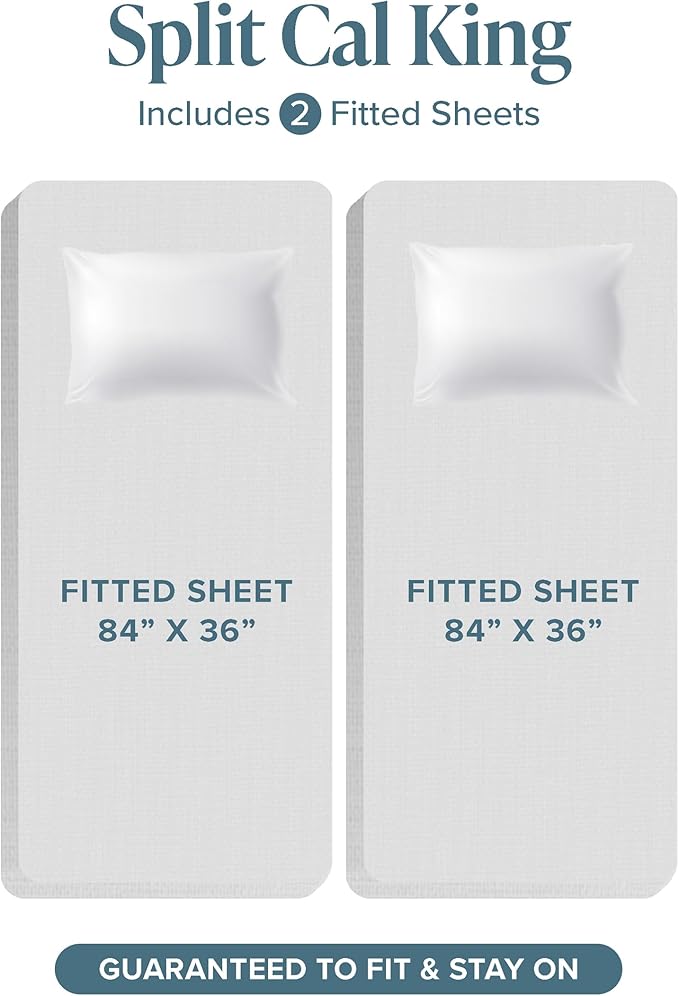 Bare Home Split California King Sheet Set - 1800 Ultra-Soft Microfiber Split California King Bed Sheets - Double Brushed - Deep Pockets - Easy Fit - 5 Piece Set (Split Cal King, Dark Blue)