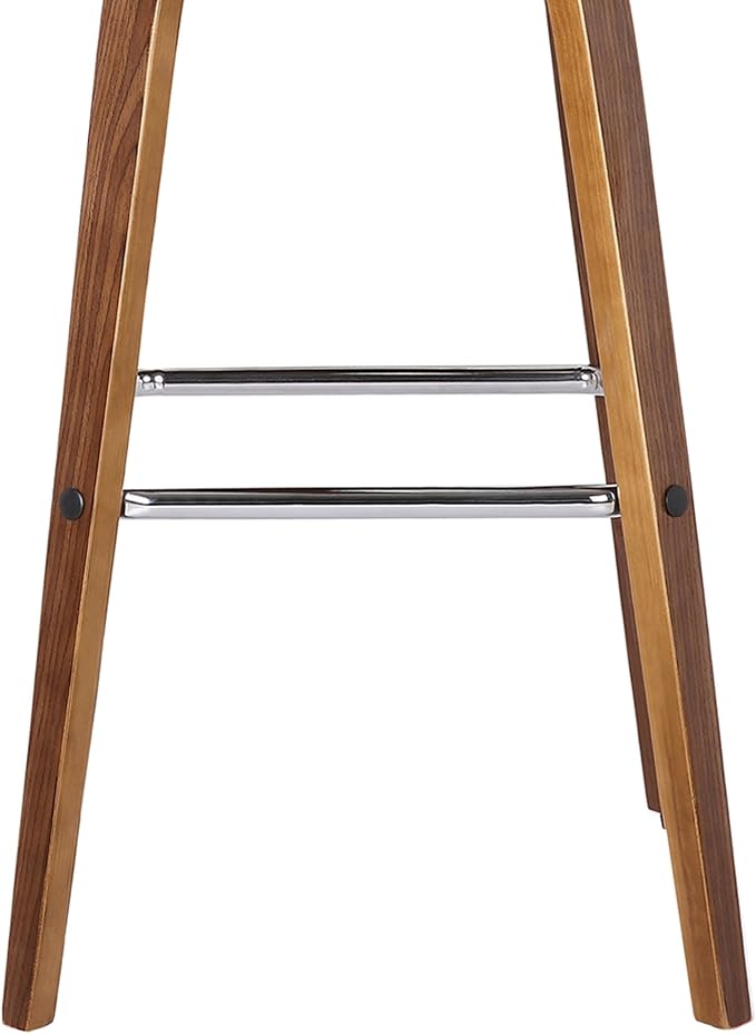 Armen Living Vienna Mid-Century Modern 30" Bar height Barstool Faux Leather Wood Finish, Grey/Walnut