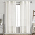 Nanspring Beige White Linen Curtains by Nanspring
