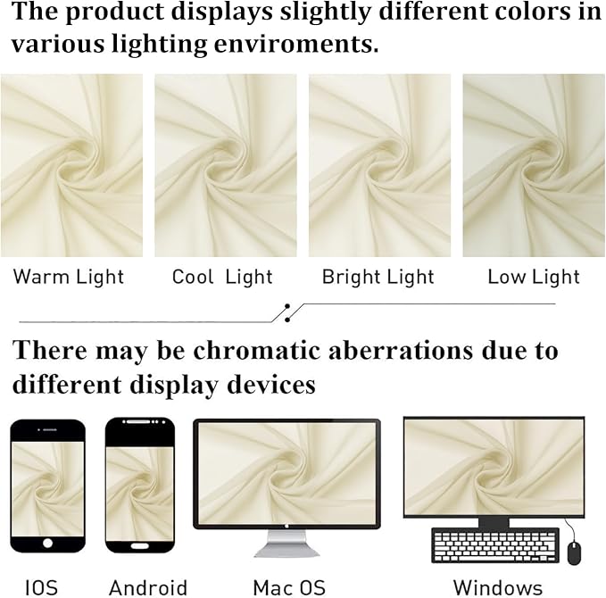 Lecloud Cream Sheer Curtains 54 Inch Length 2 Panels, Voile Airy Curtains - Image 5