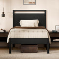 Z-hom Upgraded Twin Bed Frames, Heavy Duty Metal Sturdy Bed Frame Twin Size with Modern Wood Headboard & Footboard, Stable Platform Bed Furniture Bed Storage, No Noise, No Box Springs, Black