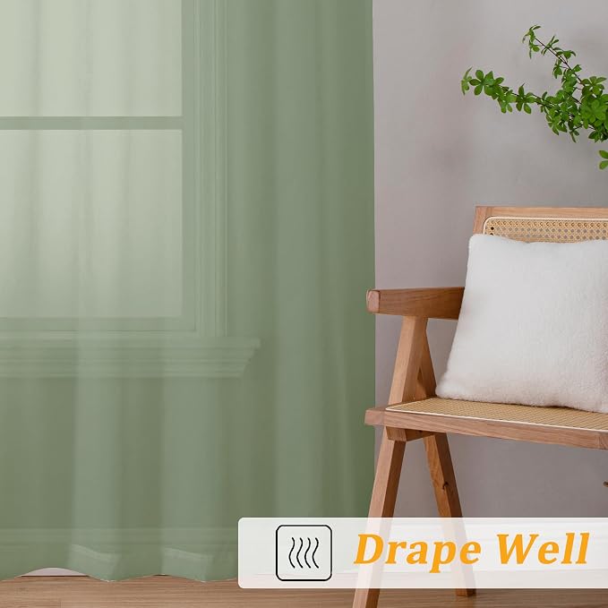 Gwine Sage Green Valances for Windows, Small Light Filtering Rod Pocket Cafe - Image 7