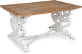 Kate and Laurel Wyldwood Rustic Carved Coffee Table, 38" x 23" x 18", Distressed Brown and White, Farmhouse-Inspired Living Room Decor