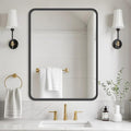 WallBeyond 30x40 Inch Wood Mirror for Bathroom, Wooden Frame Wall Mirror Farmhouse Wall Mounted Rectangle Mirror for Vanity (Horizontal/Vertical Black Color)