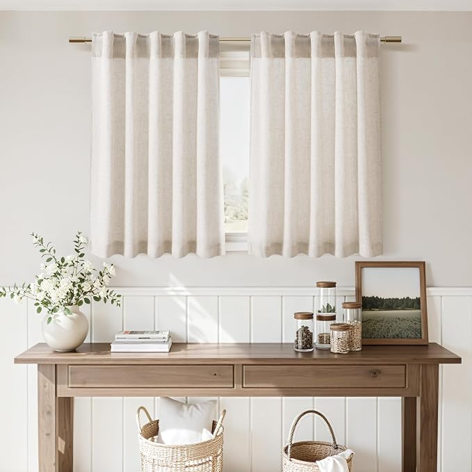 Nanspring Beige Farmhouse Curtains 30 Inch Length - Image 6