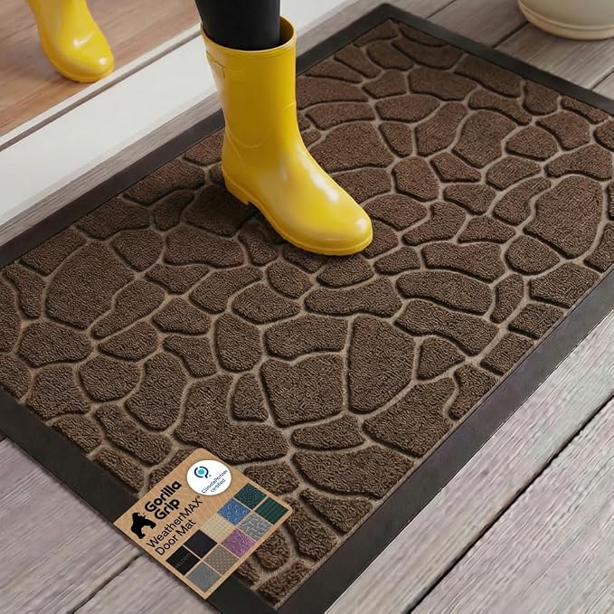 GORILLA GRIP 100% Waterproof All-Season WeatherMAX Doormat 35x23, US Designed by GorillaGrip