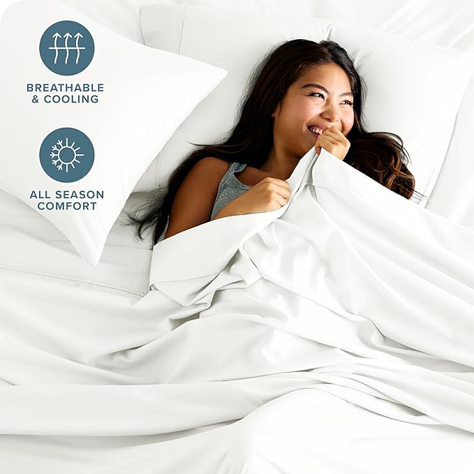 Bare Home Full XL Sheet Set - Luxury 1800 Ultra-Soft Microfiber Full Extra Long Bed Sheets - Double Brushed - Deep Pockets - Easy Fit - 4 Piece Set - Bedding Sheets & Pillowcases (Full XL, Cream)