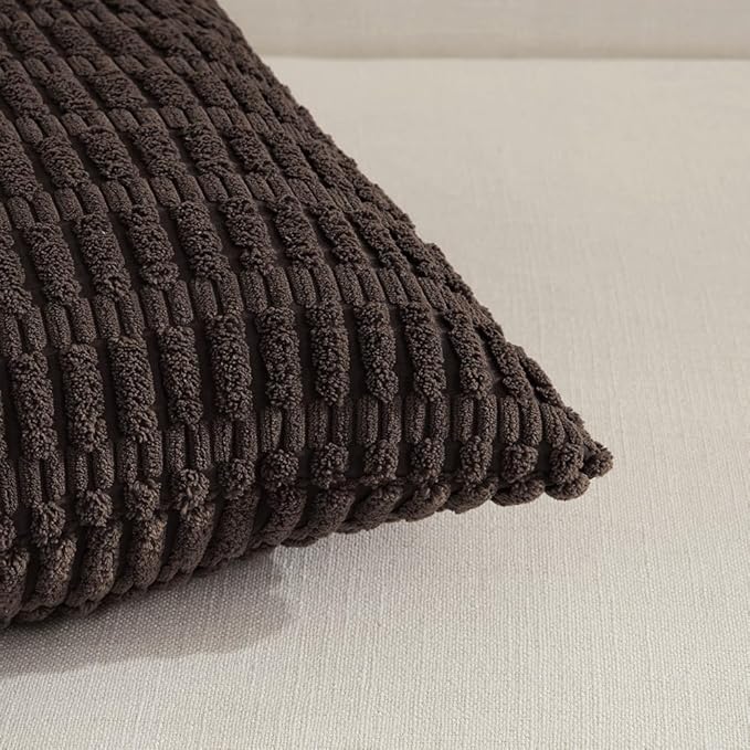 Fancy Homi 4 Packs Boho Dark Brown Decorative Throw Pillow Covers 16x16 Inch - Image 3