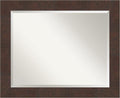 Amanti Art Brown Wall Mirror 27x33 Wildwood Brown Rectangle Bathroom Mirror for Wall Decor Living Room, Large Rustic Farmhouse Frame, Hangs Horizonally and Vertically, Bathroom Decor, Beveled Edge