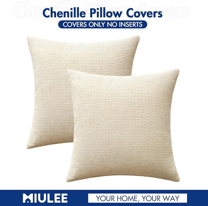 MIULEE Pack of 2 Lumbar Couch Throw Pillow Covers 20x12 Inch Neutral Cream - Image 7