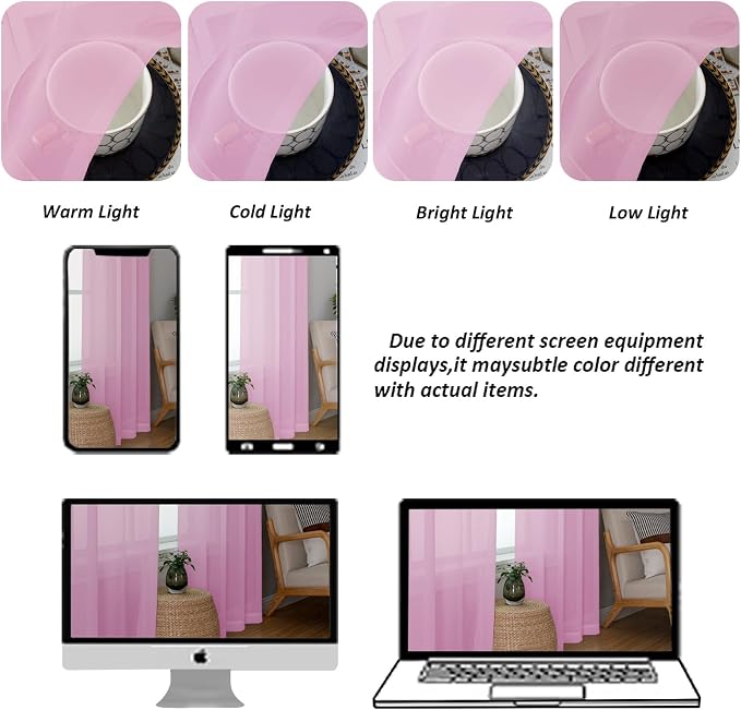 Chyhomenyc Pink Sheer Curtains 108 Inches Long - Image 6