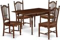 East West Furniture MZDO5-MAH-W 5 Piece Dining Room Table Set Includes a Rectangle Kitchen Table with Dropleaf and 4 Dining Chairs, 36x54 Inch, Mahogany