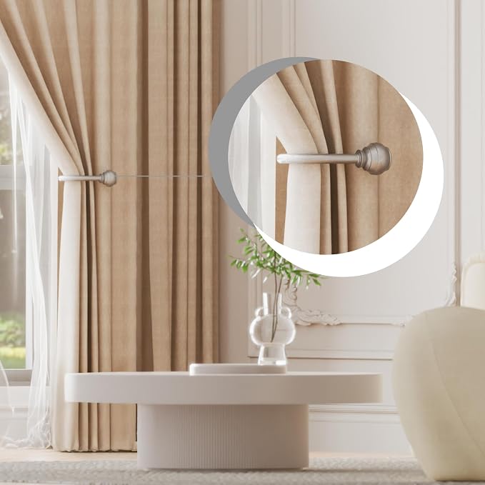 Hion Curtain Holdbacks Silver 6pcs, Curtain Tiebacks Wall Mounted Curtain Hooks - Image 4