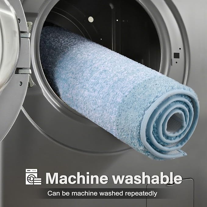 48x32 Large Bathroom Rugs Washable Non Slip, Light Blue Bath Mat - Image 9