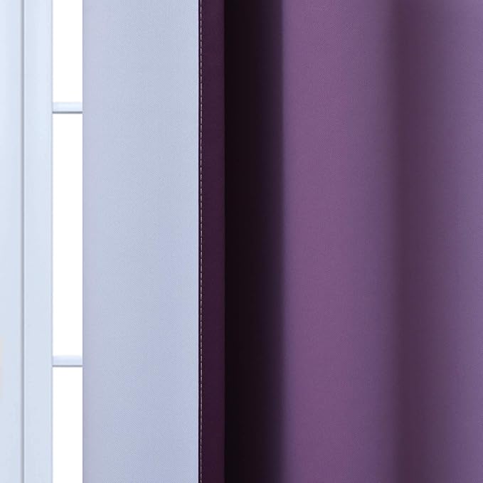 Yakamok Room Darkening Greyish White and Purple Ombre Curtains - Image 7