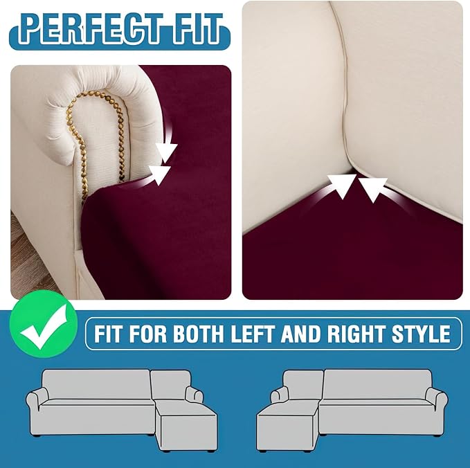 Couch Cover Stretch Velvet Sofa Cushion Cover 3-Piece - Image 7