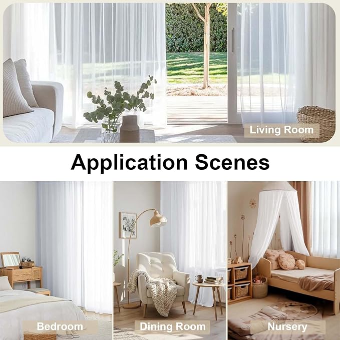 OWENIE White Sheer Curtains 96 Inches Long, Elegant Sheer Curtains - Image 6