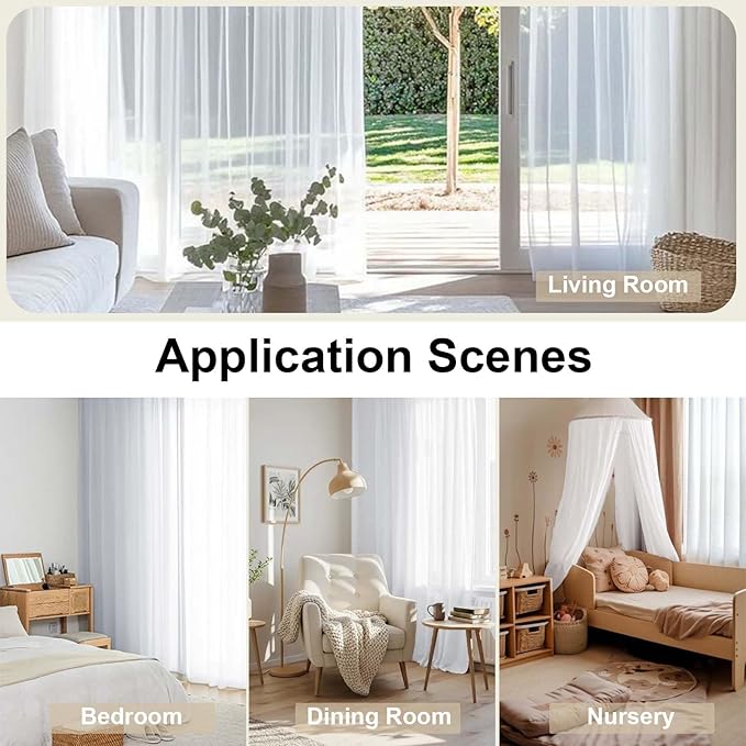 OWENIE White Sheer Curtains 78 inches Long 2 Panels Set, Sheer White Curtains - Image 8