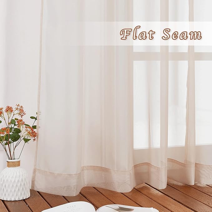 NICETOWN Voile Taupe Sheer Curtains 84 Inches Long, Grommet Airy & Lightweight - Image 7