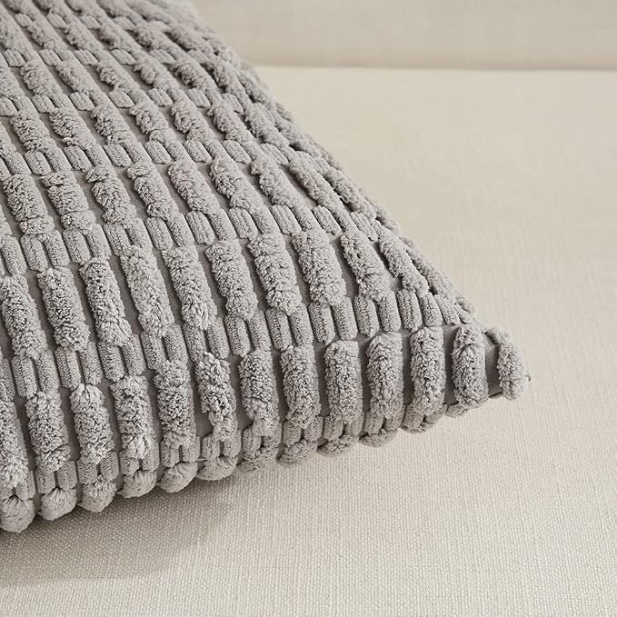 Fancy Homi 4 Packs Grey Decorative Throw Pillow Covers 16x16 Inch - Image 4