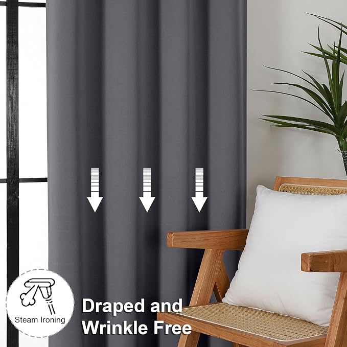 Simplebrand Ava Grey Blackout Extra Long 10ft Curtains - Image 7