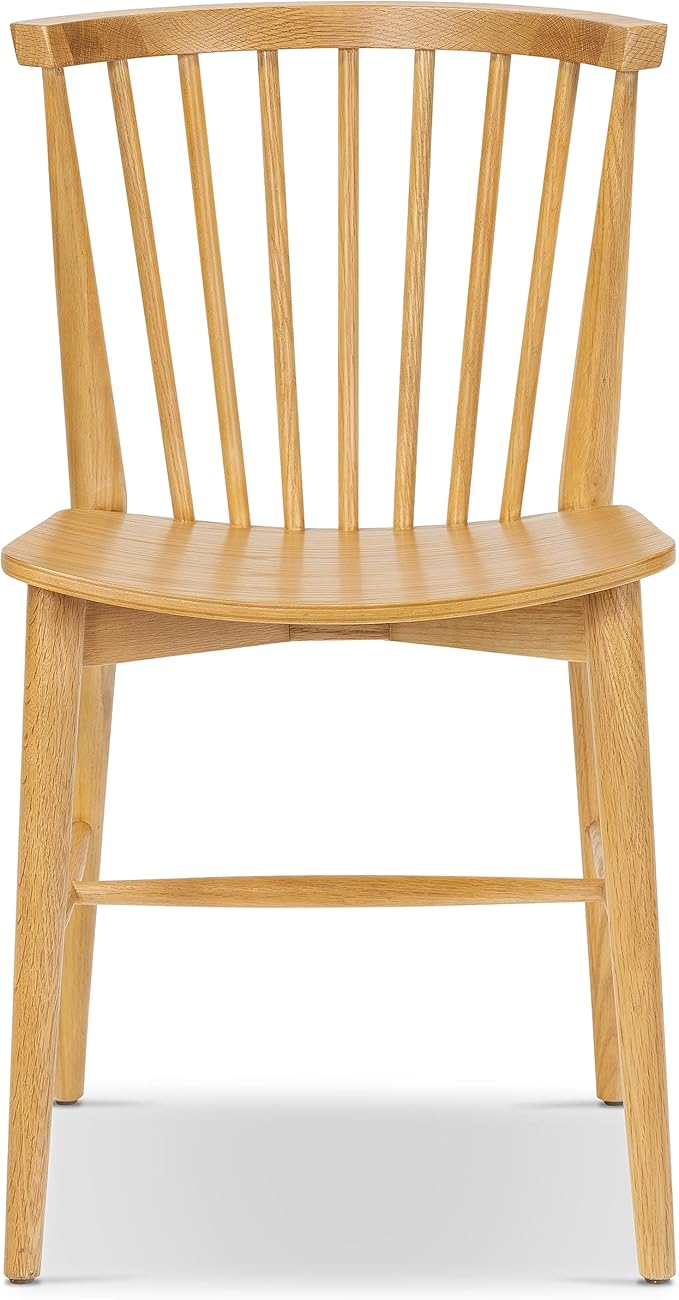 POLY & BARK Ligna Dining Chair Black – Mid-Century Inspired Chair with Sculpted Spindle Back – Solid American Walnut Frame and Engineered Wood Veneered Seat – Fully Assembled and Ready to Use