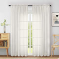 Extra Wide Ivory Sheer Curtains 90 Inches Long 2 Panels, Light Filtering by Home