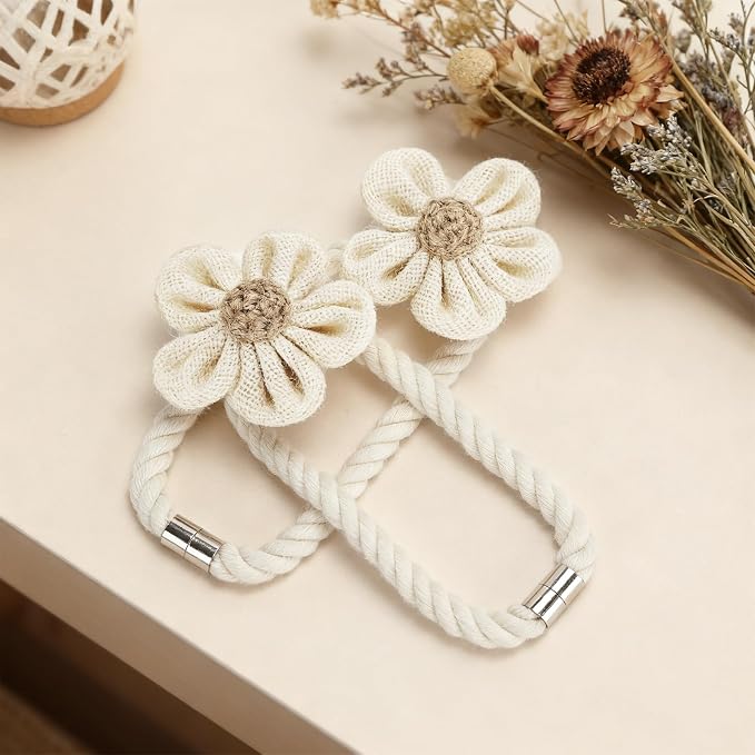 KLOGTSIND Magnetic Curtain Tiebacks, 4 Pack Flower Curtain Holdbacks - Image 7